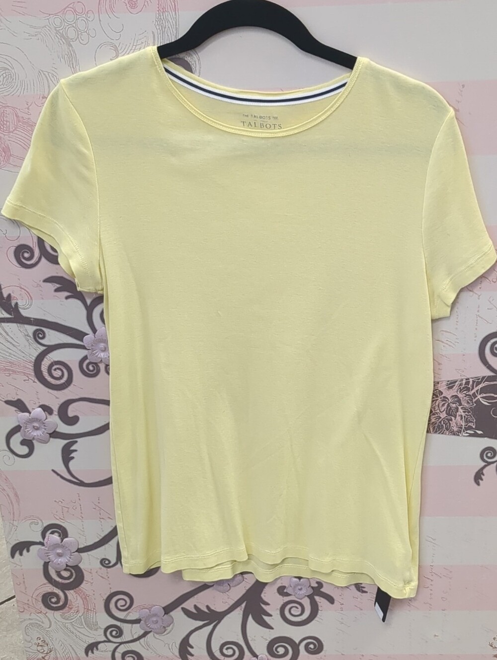 Talbots Short Sleeve Crewneck Top in Soft Yellow
